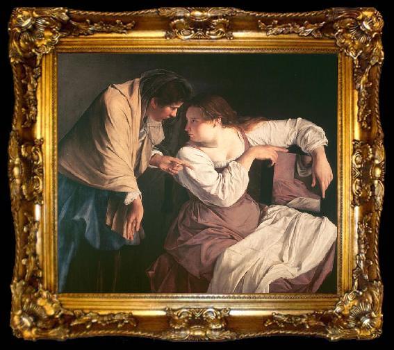 framed  Orazio Gentileschi Martha tadelt ihre Schwester Maria, ta009-2